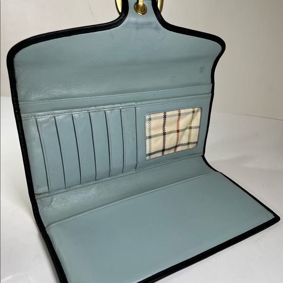 Coach Bleecker Tattersall Black Signature Clutch Wallet- Lightly Distressed - Picture 3 of 15